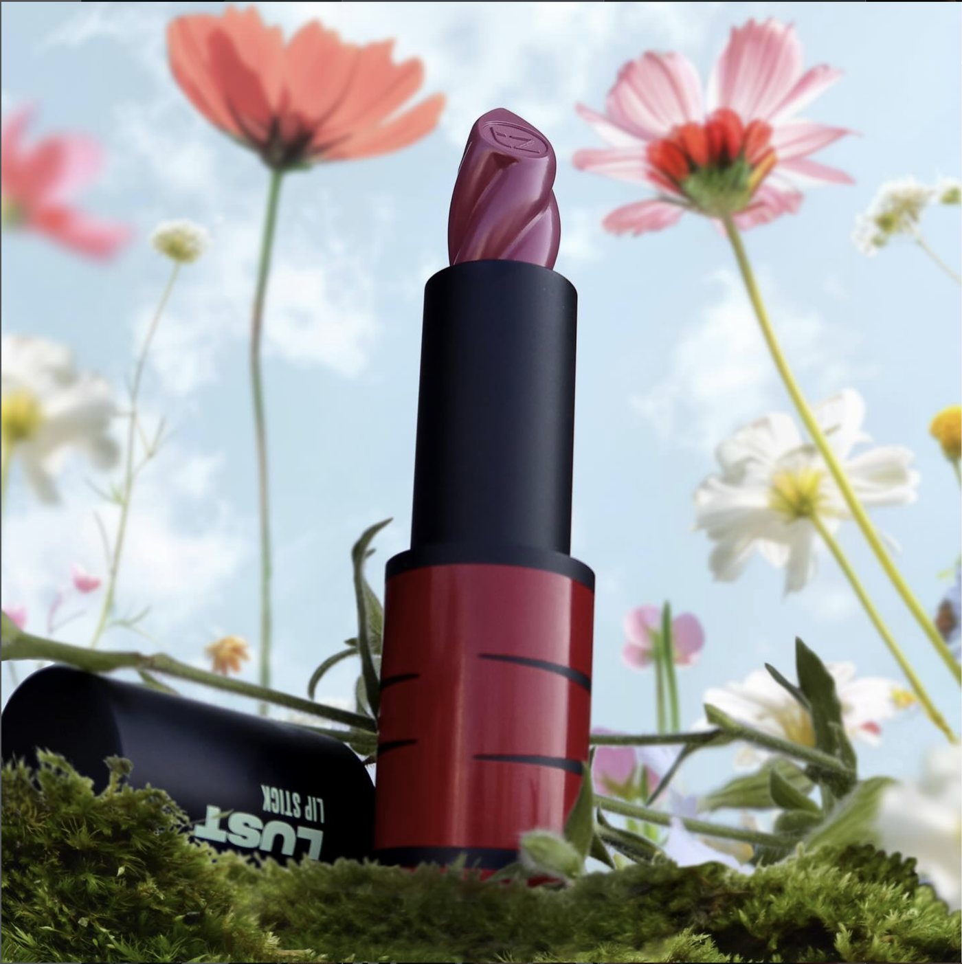 Lust Lipstick among flowers
